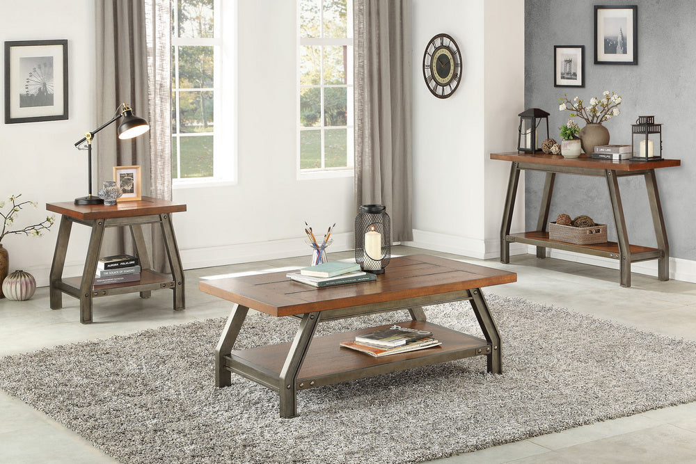Holverson Rustic Brown Wood Sofa Table with Shelf