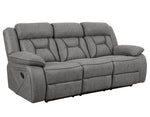 Higgins 2Pc Grey Coated Microfiber Manual Recliner Sofa Set