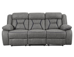 Higgins 2Pc Grey Coated Microfiber Manual Recliner Sofa Set