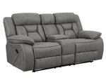 Higgins 2Pc Grey Coated Microfiber Manual Recliner Sofa Set