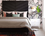 Javan Black Plush Velvet Queen Bed