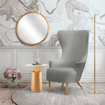 Julia Grey Velvet Wingback Accent Chair