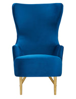 Julia Navy Velvet Wingback Accent Chair