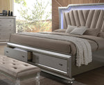 Kaitlyn Champagne Wood King Storage Bed with LED (Oversized)