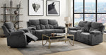 Kalen Gray Chenille Manual Recliner Loveseat with Console