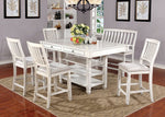 Kaliyah White Fabric/Wood Counter Height Bench