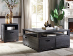 Kamilia Antique Black Wood Coffee Table with Storages