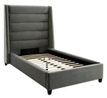 Koah Grey Velvet Twin Platform Bed