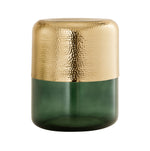 Kolla Modern Gold Metal/Green Glass Side Table