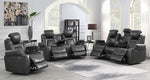 Korbach 3Pc Charcoal Faux Leather 2xPower Recliner Sofa Set