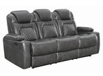 Korbach 3Pc Charcoal Faux Leather 2xPower Recliner Sofa Set