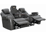 Korbach 3Pc Charcoal Faux Leather 2xPower Recliner Sofa Set