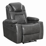 Korbach 3Pc Charcoal Faux Leather 2xPower Recliner Sofa Set