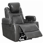 Korbach 3Pc Charcoal Faux Leather 2xPower Recliner Sofa Set