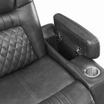 Korbach 3Pc Charcoal Faux Leather 2xPower Recliner Sofa Set