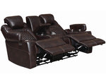 Korbach 3Pc Espresso Faux Leather 2xPower Recliner Sofa Set