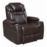 Korbach 3Pc Espresso Faux Leather 2xPower Recliner Sofa Set