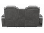 Korbach Charcoal Faux Leather 2xPower Recliner Loveseat