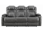 Korbach Charcoal Faux Leather 2xPower Recliner Sofa