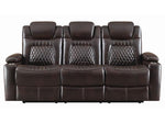 Korbach Espresso Faux Leather 2xPower Recliner Sofa