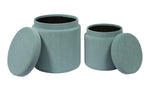 Kris 2 Sea Blue Velvet Storage Ottomans