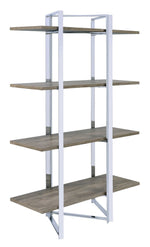 Libby Wood/Chrome Metal Bookshelf with 4 Shelves