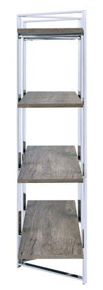 Libby Wood/Chrome Metal Bookshelf with 4 Shelves