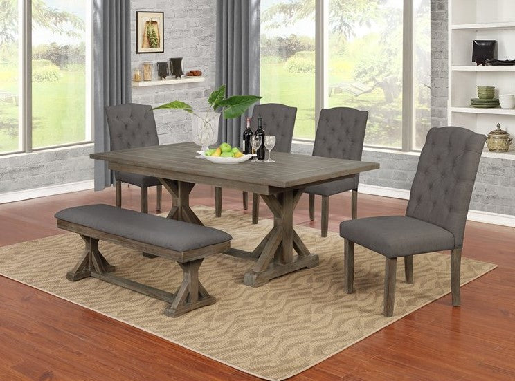 Mazikeen Gray Rustic Wood Dining Table