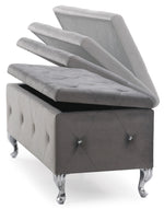 Luce Grey Faux Suede Storage Bench