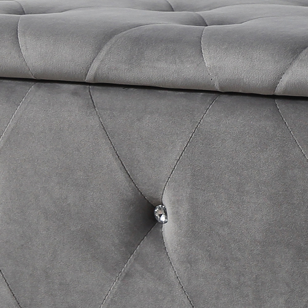 Luce Grey Faux Suede Storage Bench