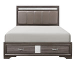 Luster Gray Wood Cal King Bed with Storage