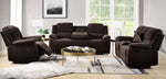 Madden Brown Chenille Manual Recliner Loveseat with Console