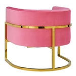 Magnolia Rose Pink Velvet/Gold Finish Metal Accent Chair