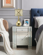 Maisha Mirrored Nightstand with Faux Crystals