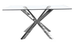 Beverley Chrome Metal/Clear Glass Dining Table