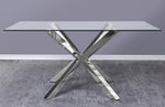 Beverley Chrome Metal/Clear Glass Dining Table