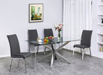 Beverley Chrome Metal/Clear Glass Dining Table