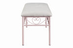 Massi Ivory Fabric/Powder Pink Metal Bench