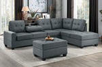 Maston Dark Gray Fabric Tufted Ottoman with Storage