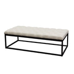 Mateo Desert Sand Linen Large Tufted Bench