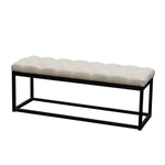 Mateo Desert Sand Linen Small Tufted Bench