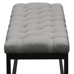 Mateo Grey Linen/Black Metal Small Tufted Bench