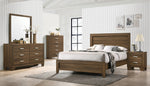 Miquell Oak Wood Queen Panel Bed