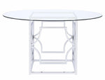 Mischa Chrome Metal Dining Table with Round Glass Top