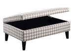 McLoughlin White/Beige Flat Weave Lift-Top Storage Ottoman