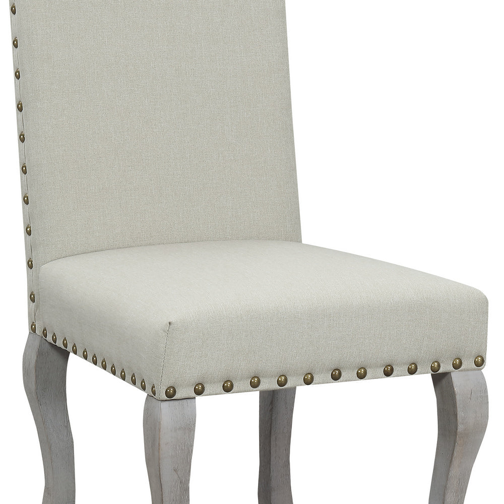 Nancy 2 Light Beige Linen Fabric Side Chairs