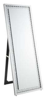 Nysa Mirrored Frame Floor Accent Mirror with Faux Crystals