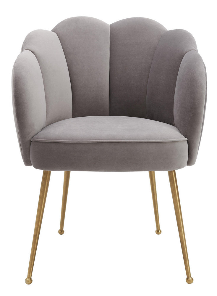 Peony Grey Plush Velvet/Metal Arm Chair