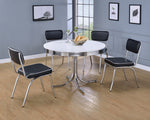 Retro White Wood/Chrome Finished Metal Round Dining Table