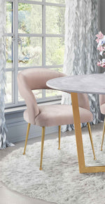 Rocco Modern Blush Velvet/Metal Arm Chair